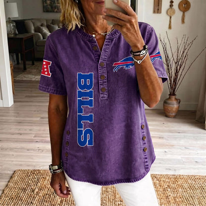 BUF x NFL Women’???s Denim Casual Tops DATND LBN 190526
