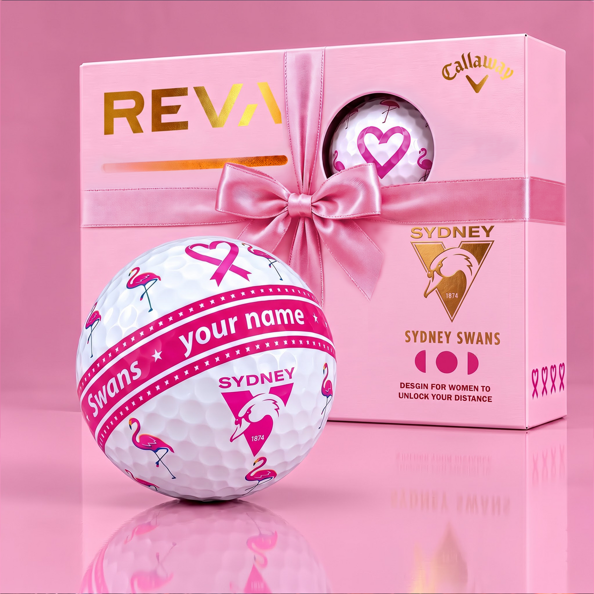 CALLAWAY REVA X PREMIUM AFL SS +DELUXE PERSONALIZED GOLF BALL FOR WOMEN TOURNAMENT LIMITED EDITION V03