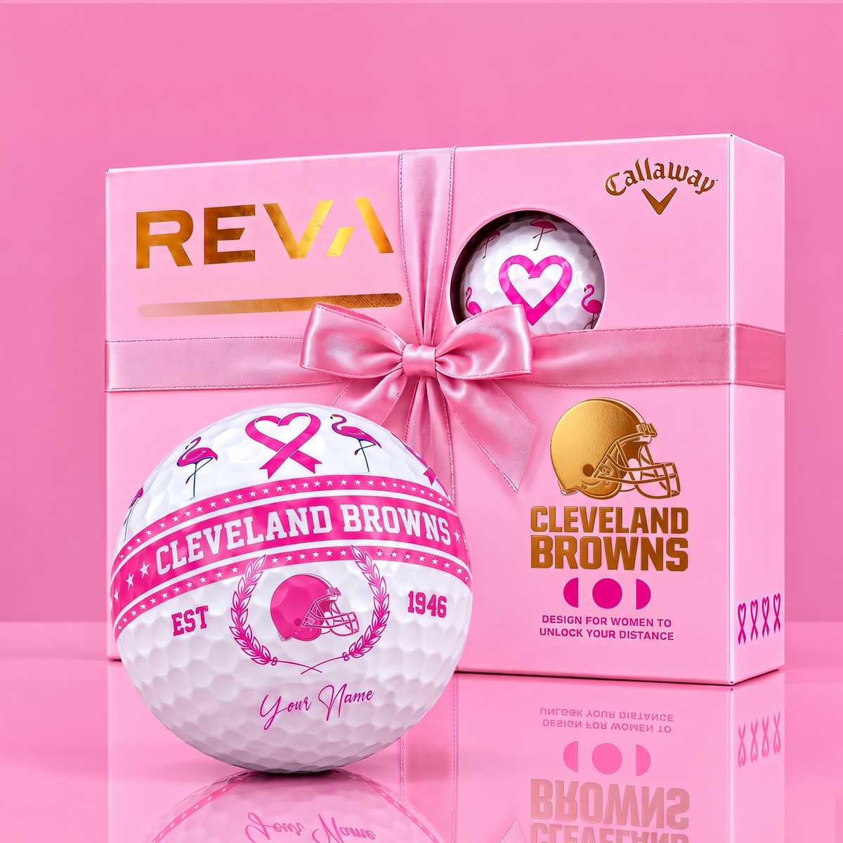 CALLAWAY REVA X PREMIUM NFL CLE DELUXE PERSONALIZED GOLF BALL FOR WOMEN TOURNAMENT LIMITED EDITION V2