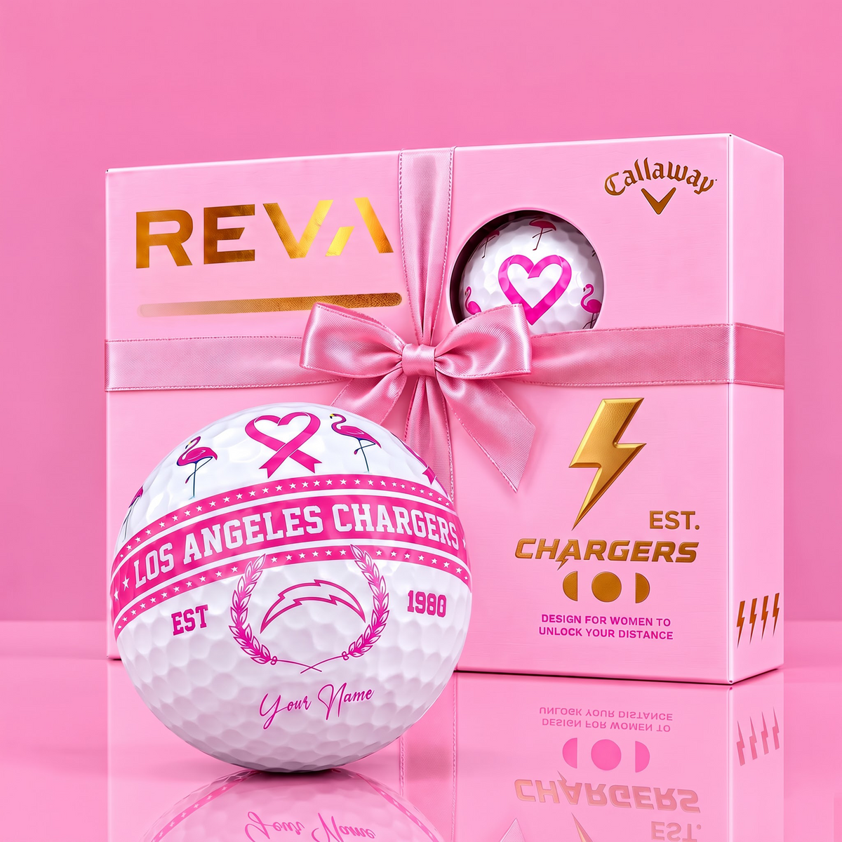 CALLAWAY REVA X PREMIUM NFL LAC DELUXE PERSONALIZED GOLF BALL FOR WOMEN TOURNAMENT LIMITED EDITION V2