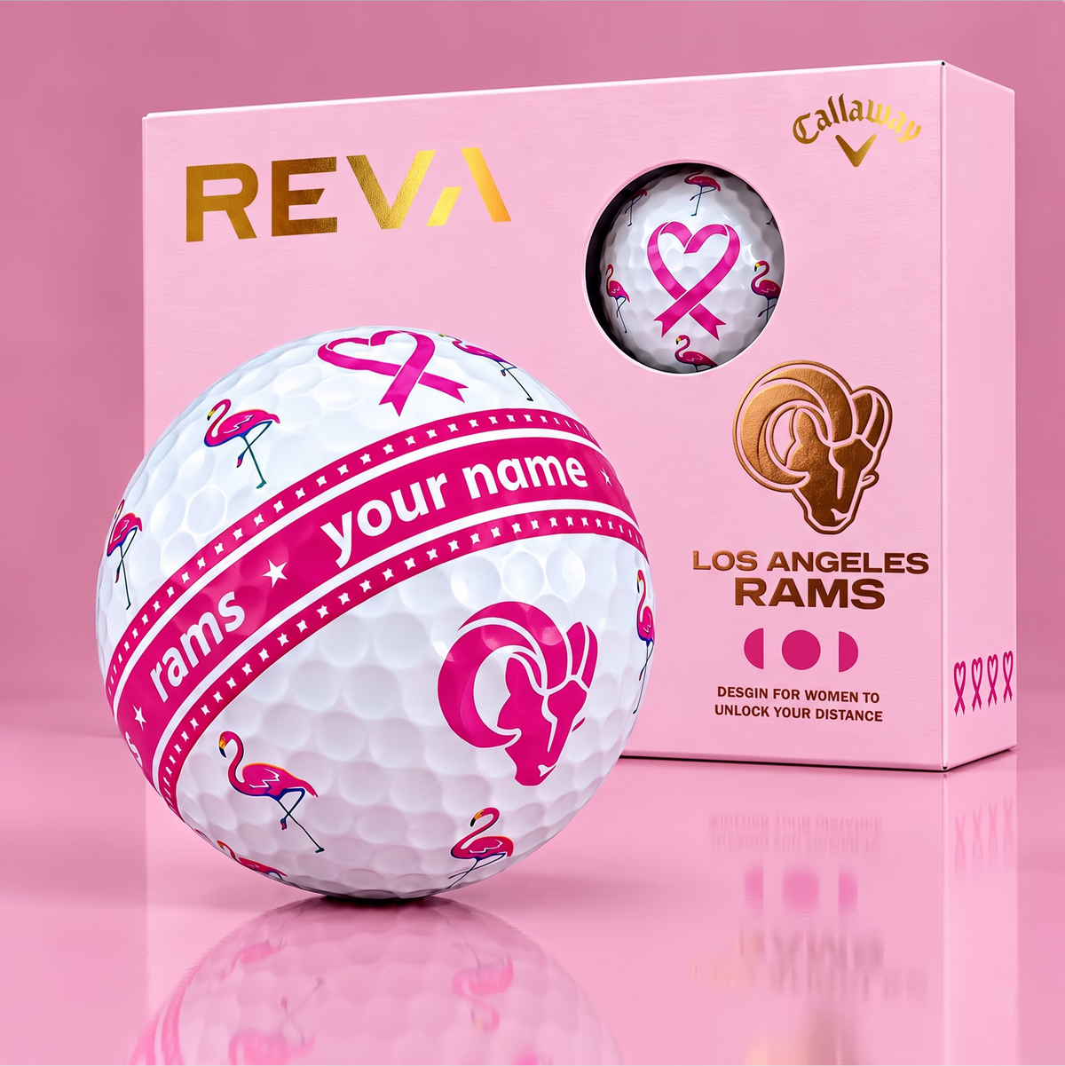 CALLAWAY REVA X PREMIUM NFL LAR DELUXE PERSONALIZED GOLF BALL FOR WOMEN TOURNAMENT LIMITED EDITION