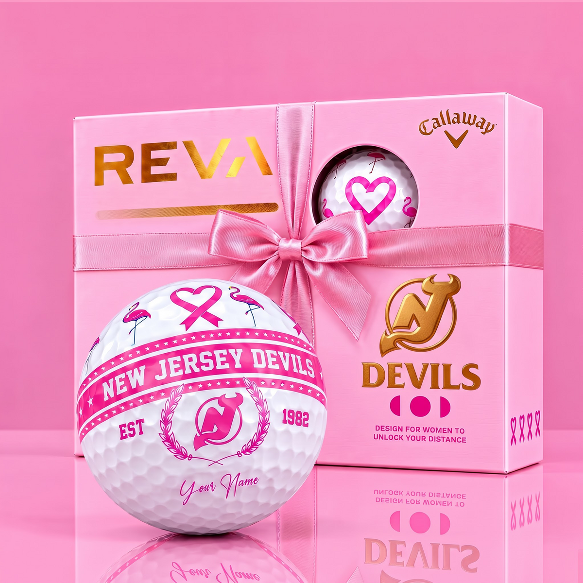 CALLAWAY REVA X PREMIUM NHL NJD DELUXE PERSONALIZED GOLF BALL FOR WOMEN TOURNAMENT LIMITED EDITION V2
