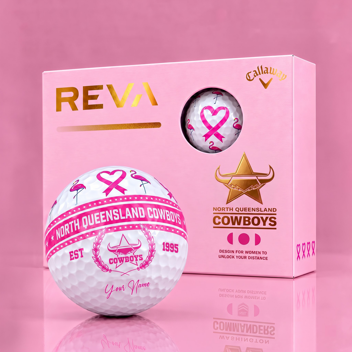 CALLAWAY REVA X PREMIUM NRL NQC DELUXE PERSONALIZED GOLF BALL FOR WOMEN TOURNAMENT LIMITED EDITION V2