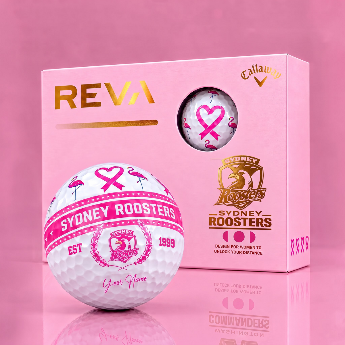 CALLAWAY REVA X PREMIUM NRL SR DELUXE PERSONALIZED GOLF BALL FOR WOMEN TOURNAMENT LIMITED EDITION V2