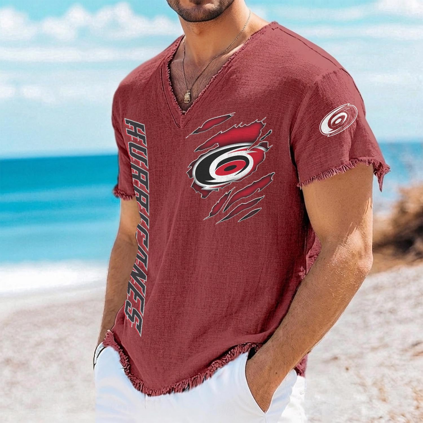 CAR x NHL V-Neck Linen Beach Shirt 1905 DatND DVT