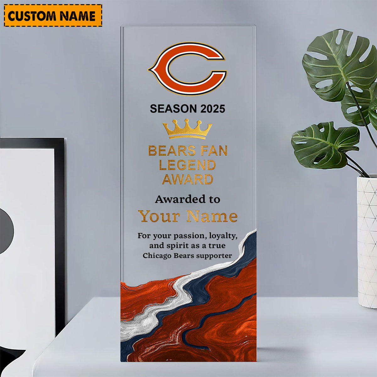 CHI NFL Personalized Acrylic Award Plaque Funny Christmas Gift For Family
