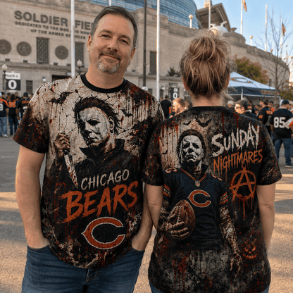 CHI Premium NFL Michael Myers Sunday Nightmares 3D T-Shirt For Horror Football Fans