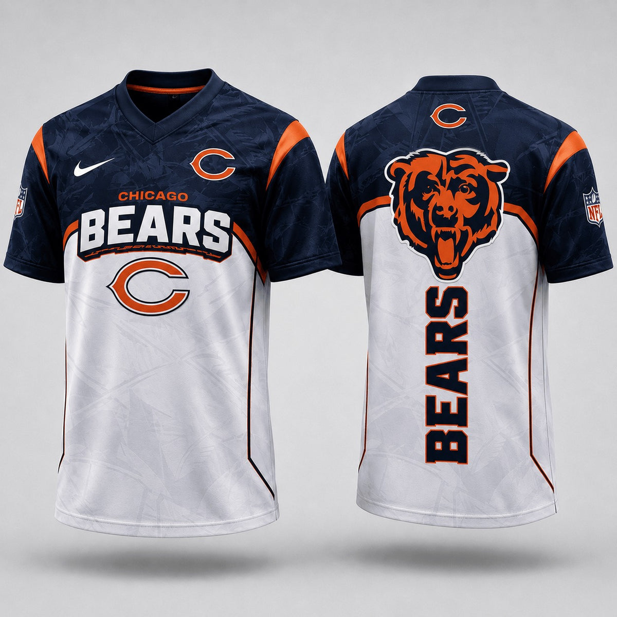 CHI Premium NFL Power Graphic 3D V-neck Shirt