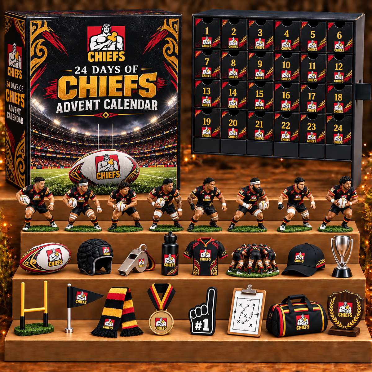 CHI x SRP Personalized 24 Days Of American Football Advent Calendar Blink Box