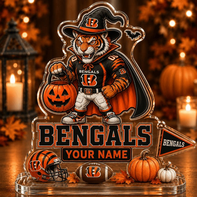CIN NFL Halloween Acrylic Block Plaque Personalized Gift For Fan