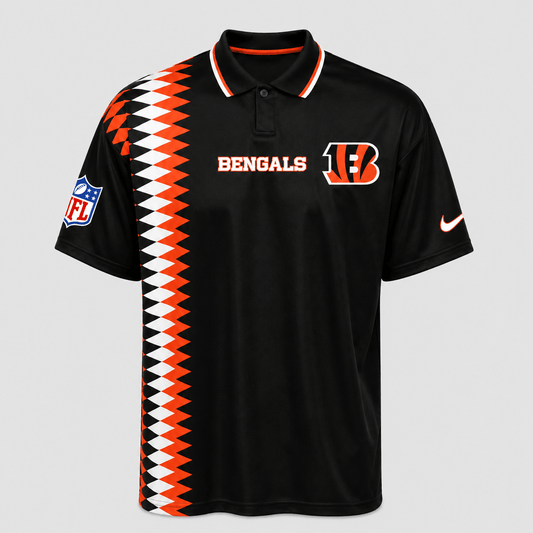 CIN Premium NFL Men’s Sporty Zigzag Stripe Polo Shirt