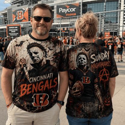 CIN Premium NFL Michael Myers Sunday Nightmares 3D T-Shirt For Horror Football Fans