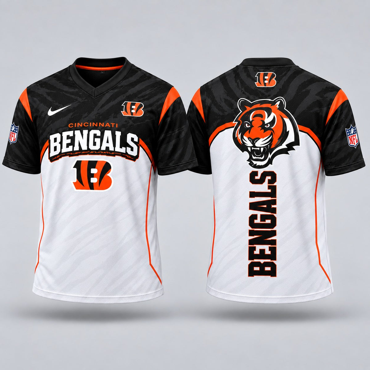 CIN Premium NFL Power Graphic 3D V-neck Shirt