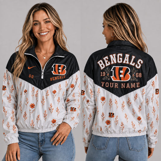 CIN x NFL Personalized Women Quarter Zip Jacket