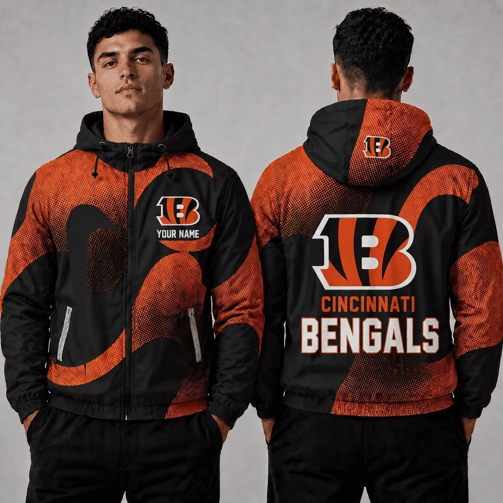 CIN x NFL Premium Windbreaker Jacket Personalized Gift For Fan