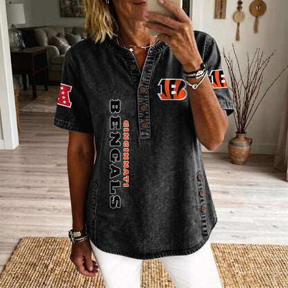 CIN x NFL Women’???s Denim Casual Tops DATND LBN 190526