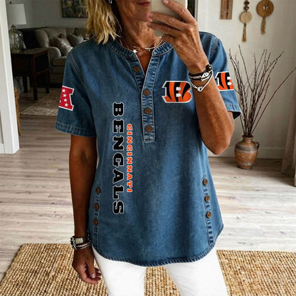 CIN x NFL Women’???s Denim Casual Tops DATND LBN 190526
