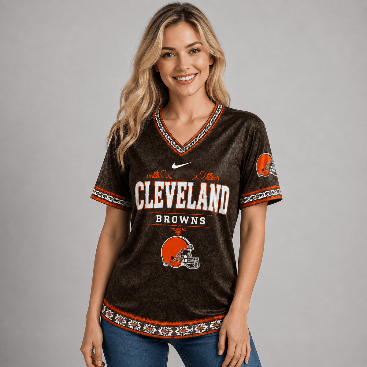CLE Premium NFL Classic Floral Satin Shirt