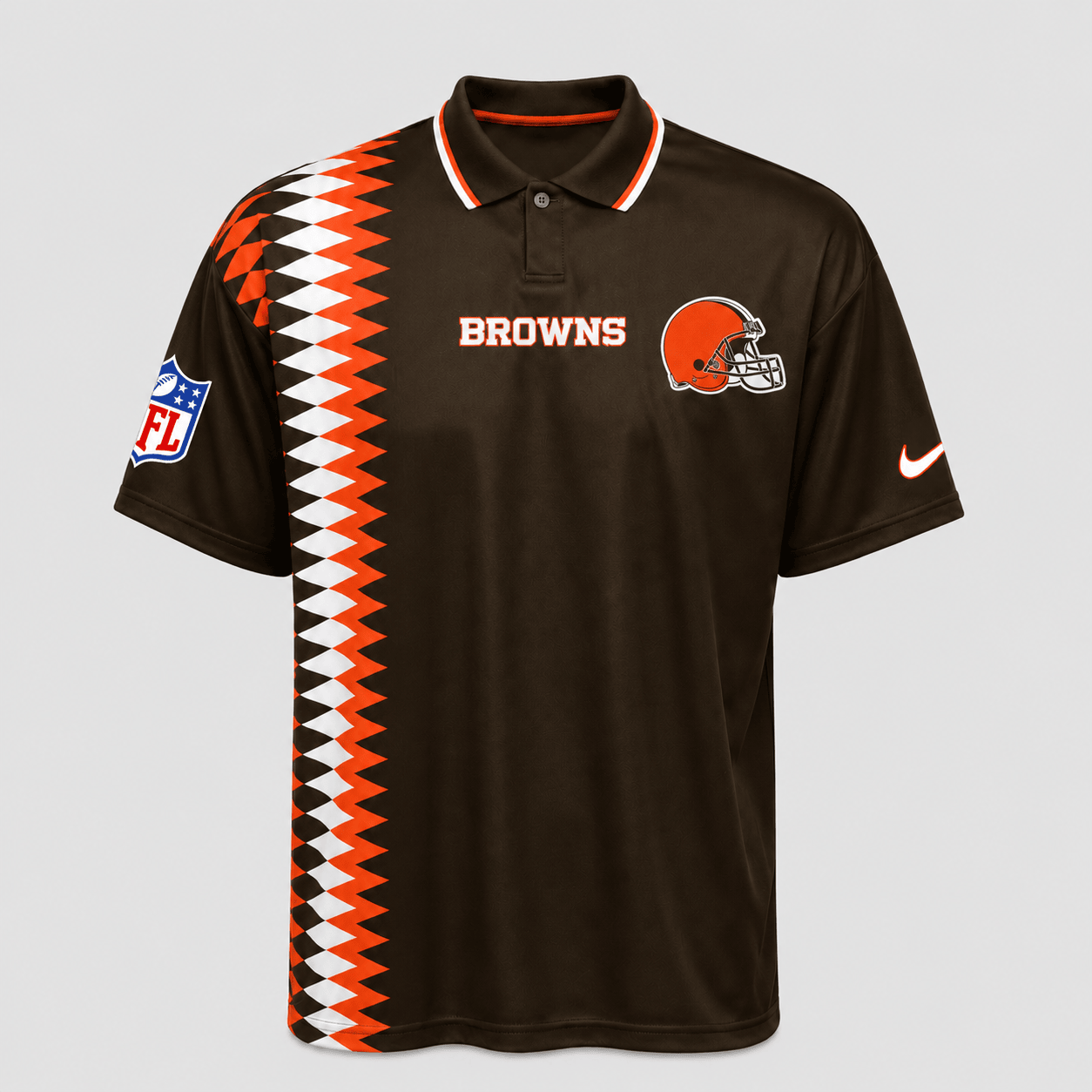 CLE Premium NFL Men’s Sporty Zigzag Stripe Polo Shirt