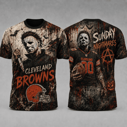 CLE Premium NFL Michael Myers Sunday Nightmares 3D T-Shirt For Horror Football Fans