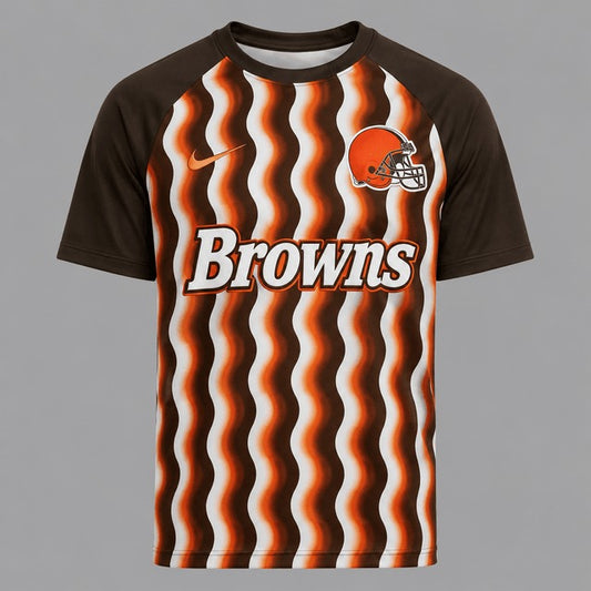 CLE Premium NFL Retro Wavy Pattern Athletic T-Shirt