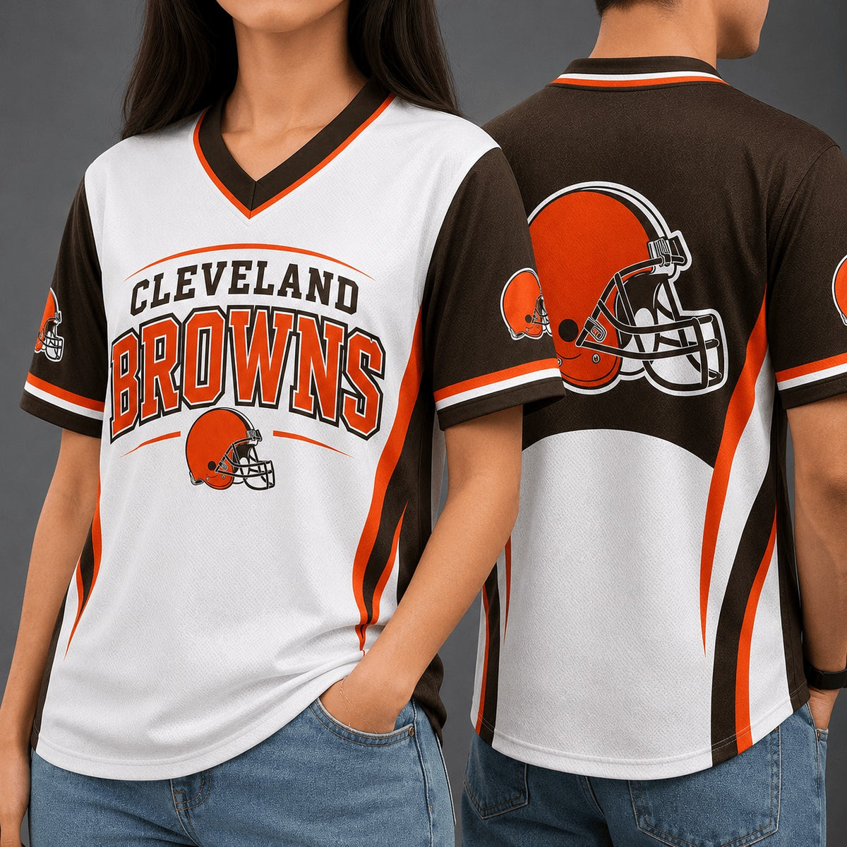 CLE Premium NFL Team Spirit V-Neck Jersey