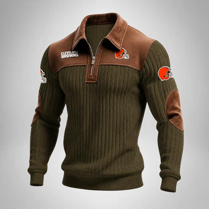 CLE x NFL Men‘s Suede Zip-up Polo Shirt