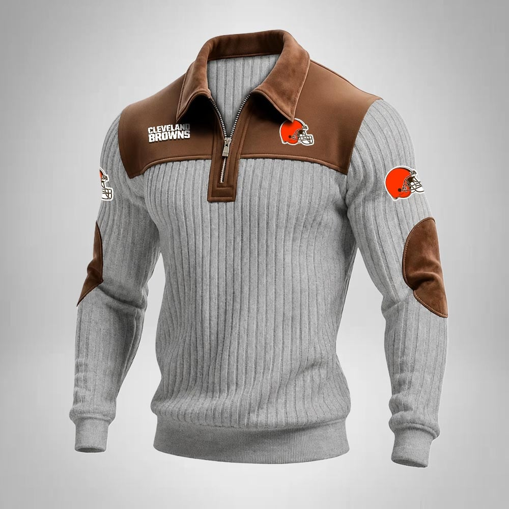 CLE x NFL Men‘s Suede Zip-up Polo Shirt