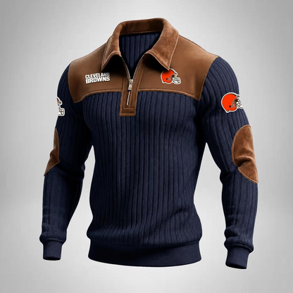 CLE x NFL Men‘s Suede Zip-up Polo Shirt