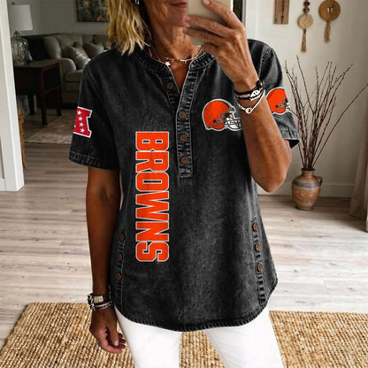 CLE x NFL Women’???s Denim Casual Tops DATND LBN 190526