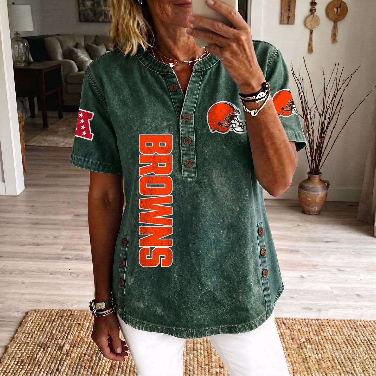 CLE x NFL Women’???s Denim Casual Tops DATND LBN 190526