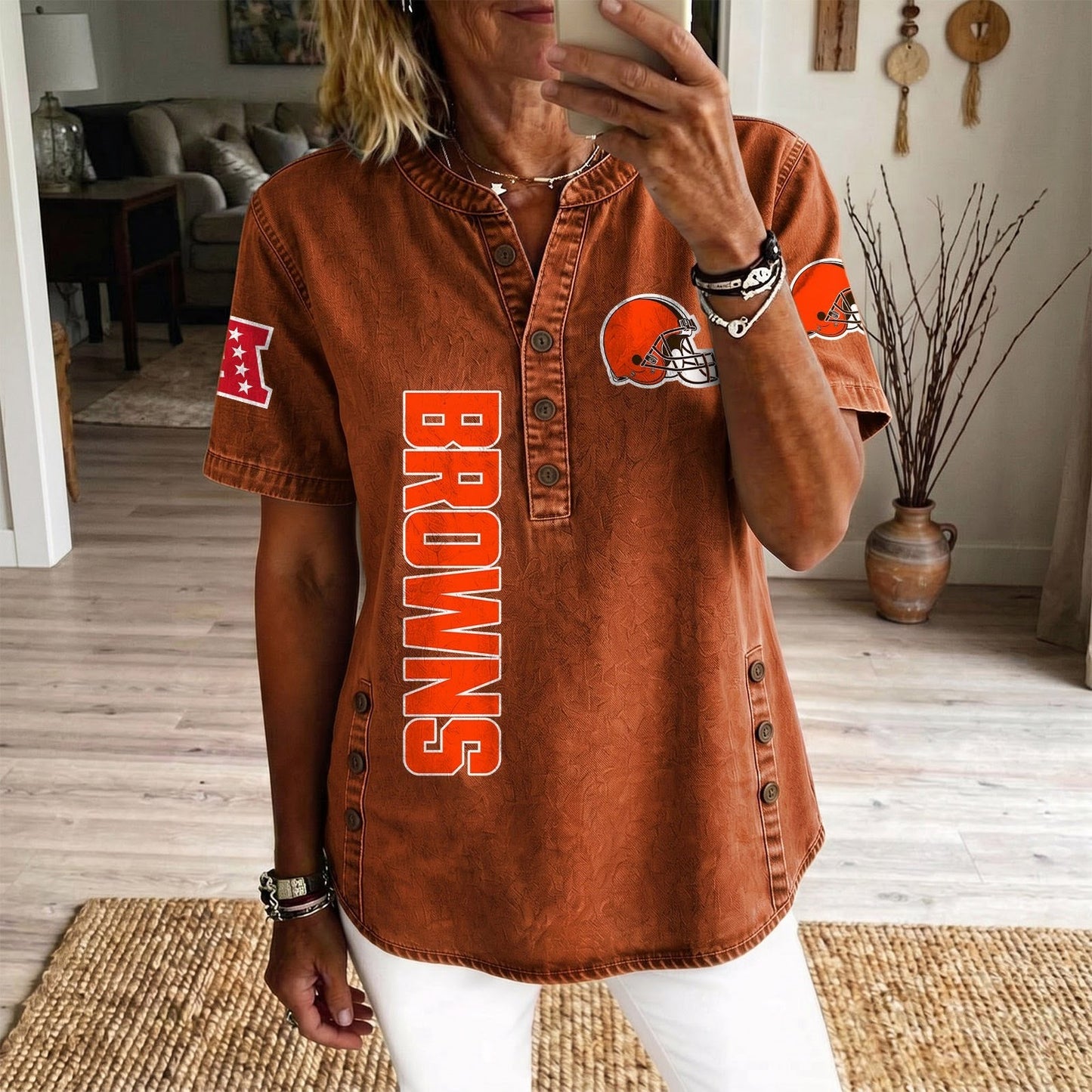 CLE x NFL Women’???s Denim Casual Tops DATND LBN 190526
