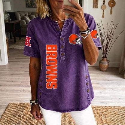 CLE x NFL Women’???s Denim Casual Tops DATND LBN 190526