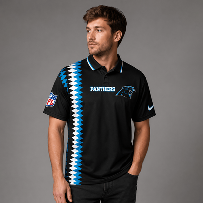 CP Premium NFL Men’s Sporty Zigzag Stripe Polo Shirt