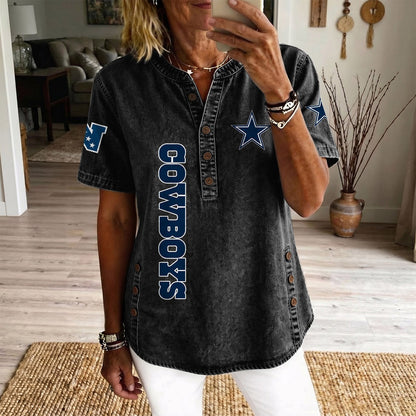 DAL x NFL Women’???s Denim Casual Tops DATND LBN 190526