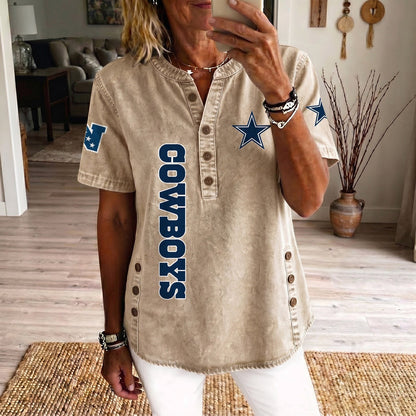 DAL x NFL Women’???s Denim Casual Tops DATND LBN 190526
