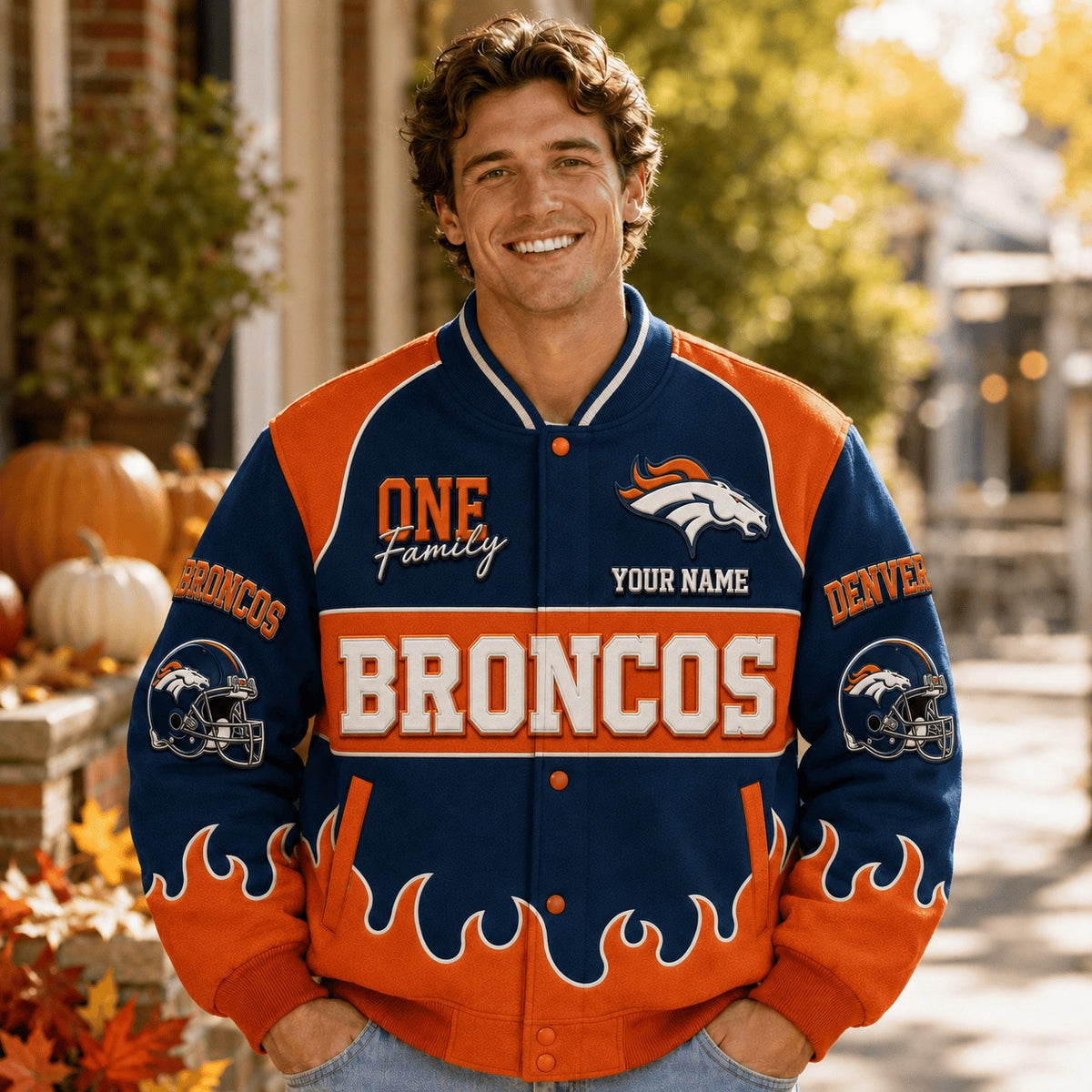 DB NFL Team Baseball Jacket Custom Any Name Gift For Fan