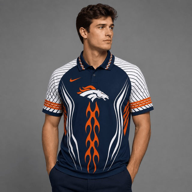 DB Premium NFL Flame Stripe Athletic Polo Shirt