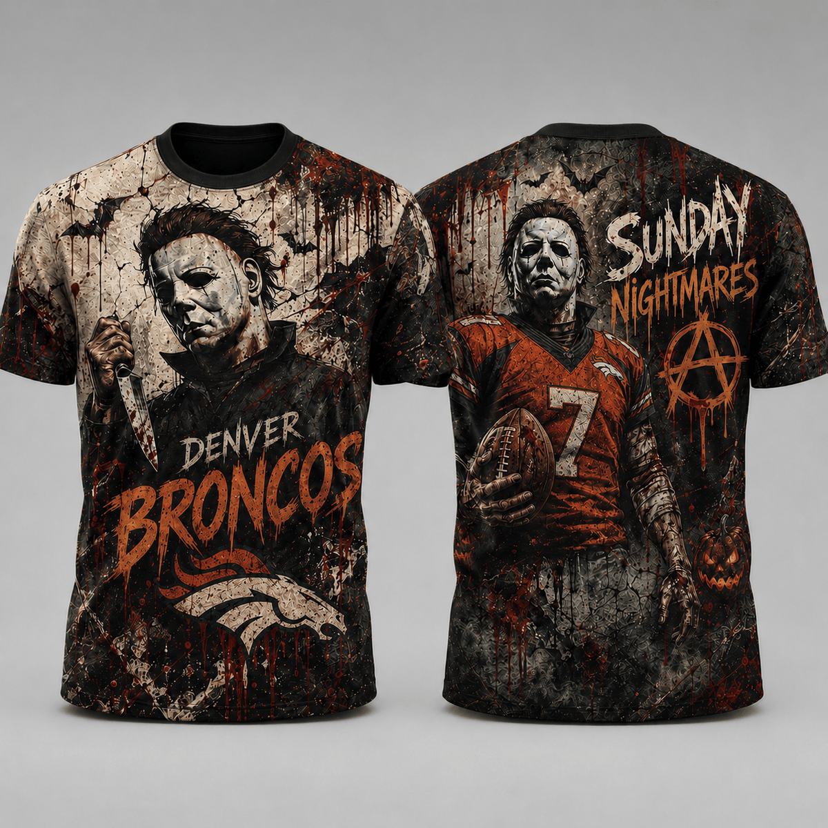DB Premium NFL Michael Myers Sunday Nightmares 3D T-Shirt For Horror Football Fans