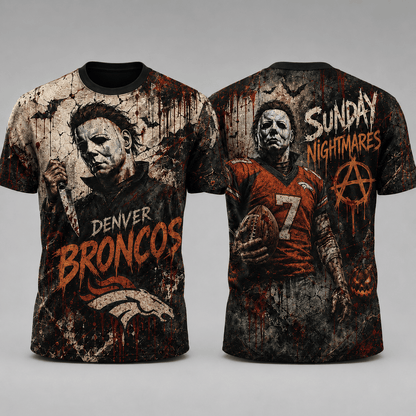 DB Premium NFL Michael Myers Sunday Nightmares 3D T-Shirt For Horror Football Fans