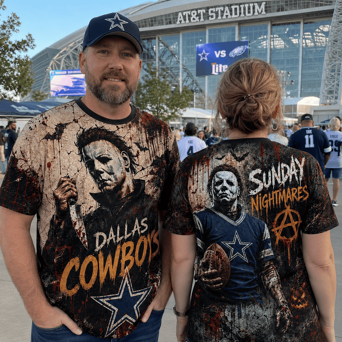 DC Premium NFL Michael Myers Sunday Nightmares 3D T-Shirt For Horror Football Fans