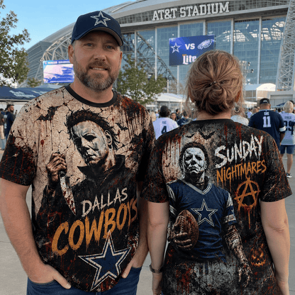 DC Premium NFL Michael Myers Sunday Nightmares 3D T-Shirt For Horror Football Fans