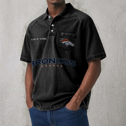 DEN x NFL Men's Distressed Turn-Down Collar Polo DATND TANTD 250526