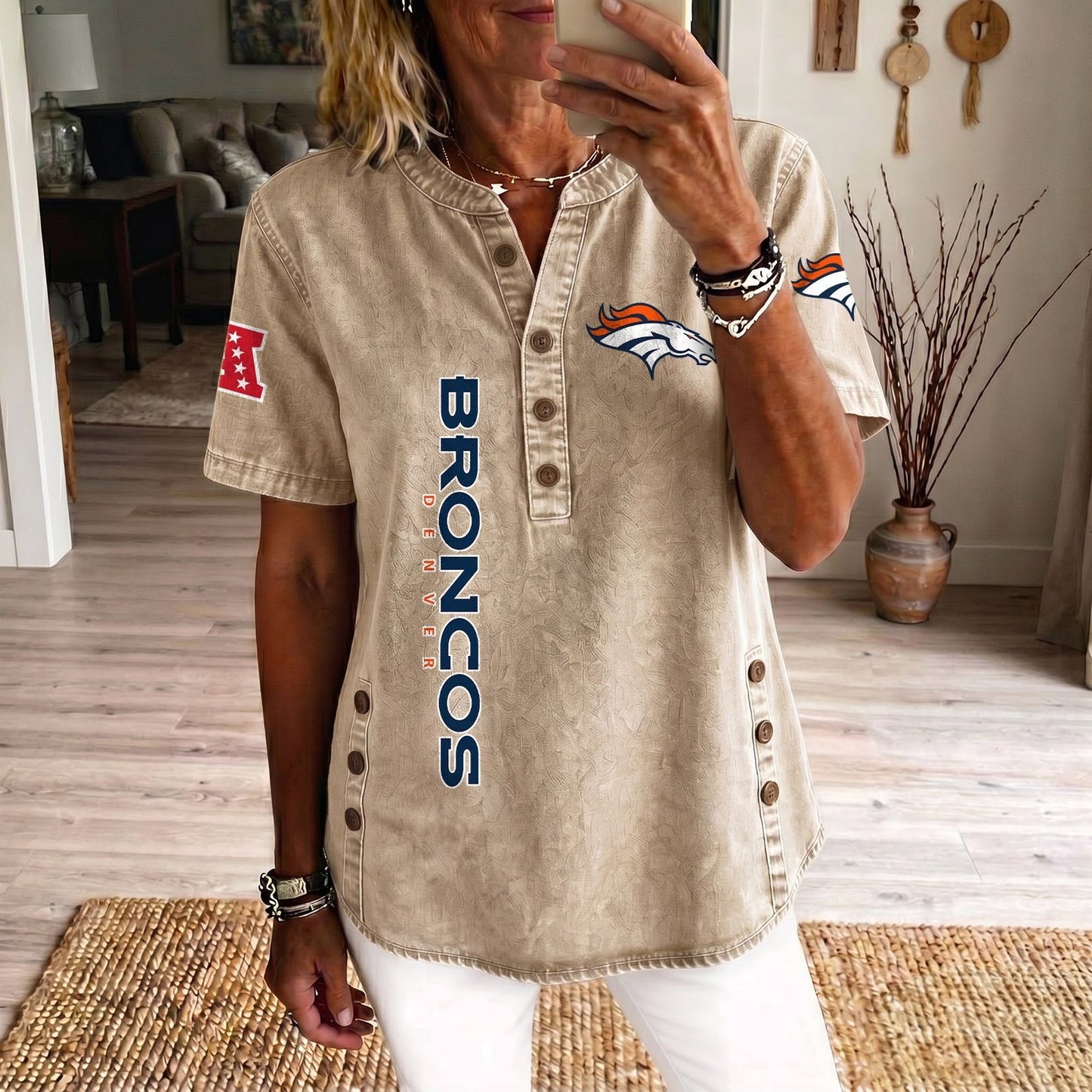 DEN x NFL Women’???s Denim Casual Tops DATND LBN 190526