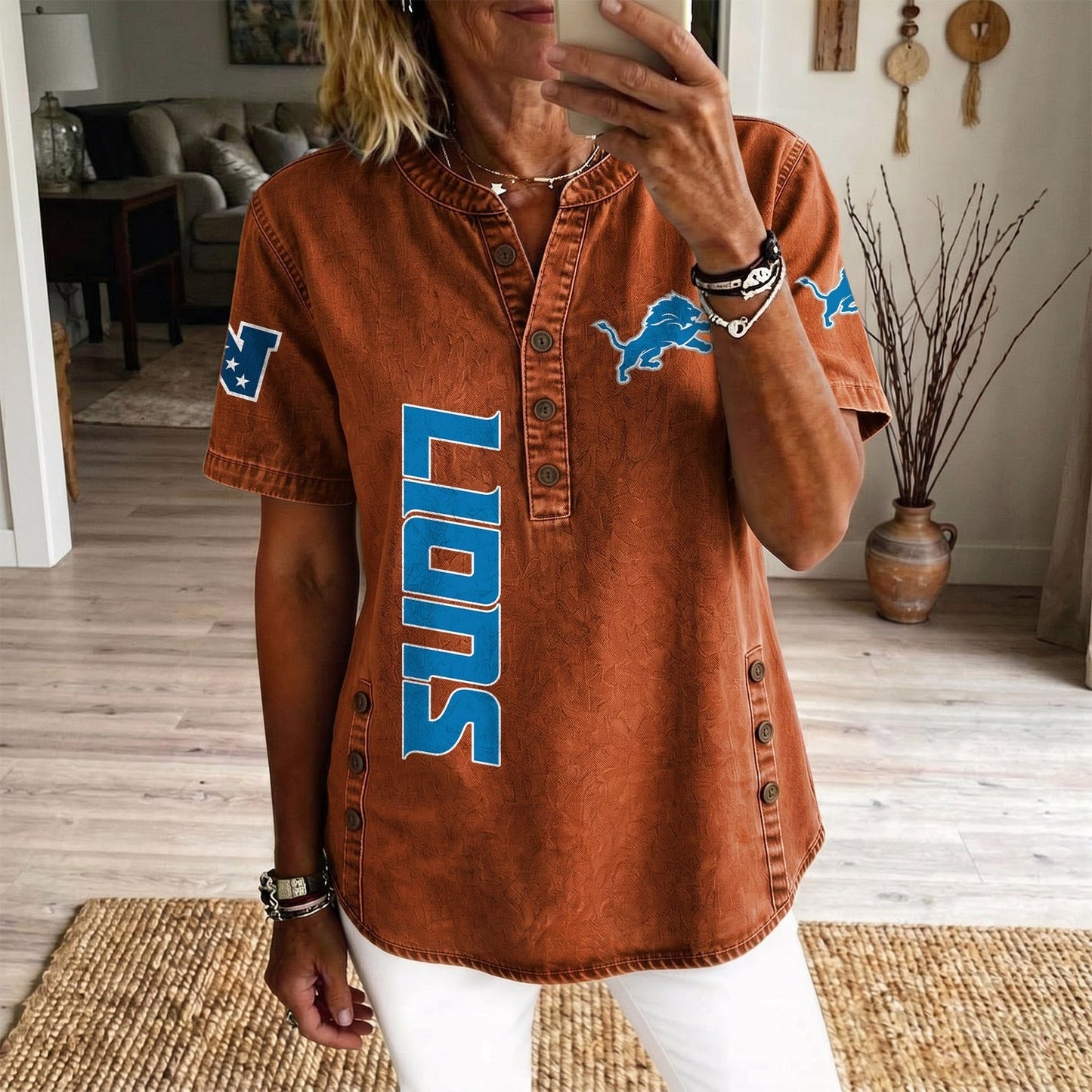 DET x NFL Women’???s Denim Casual Tops DATND LBN 190526