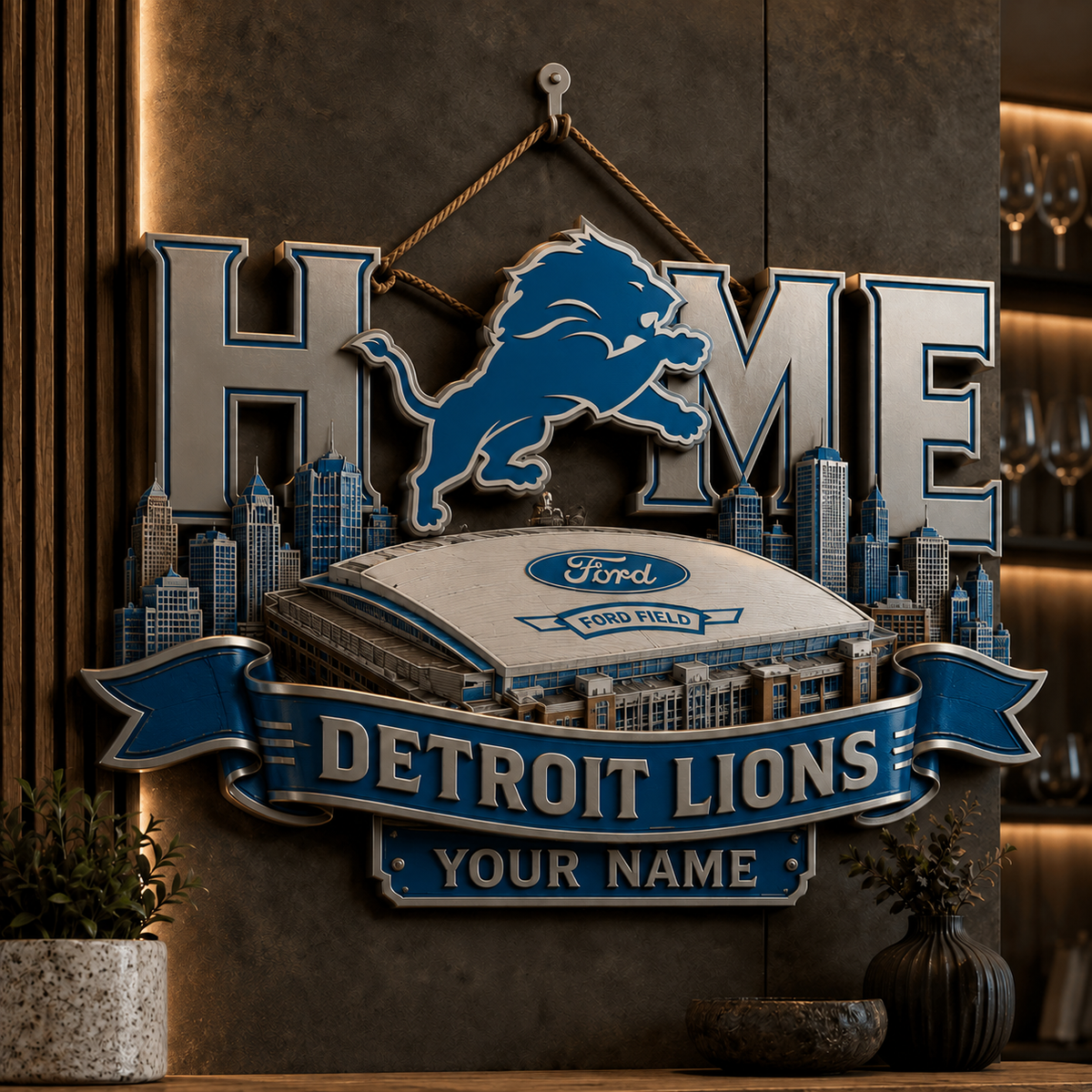 DL x NFL Metal Wall Art - Custom Name Football Gift