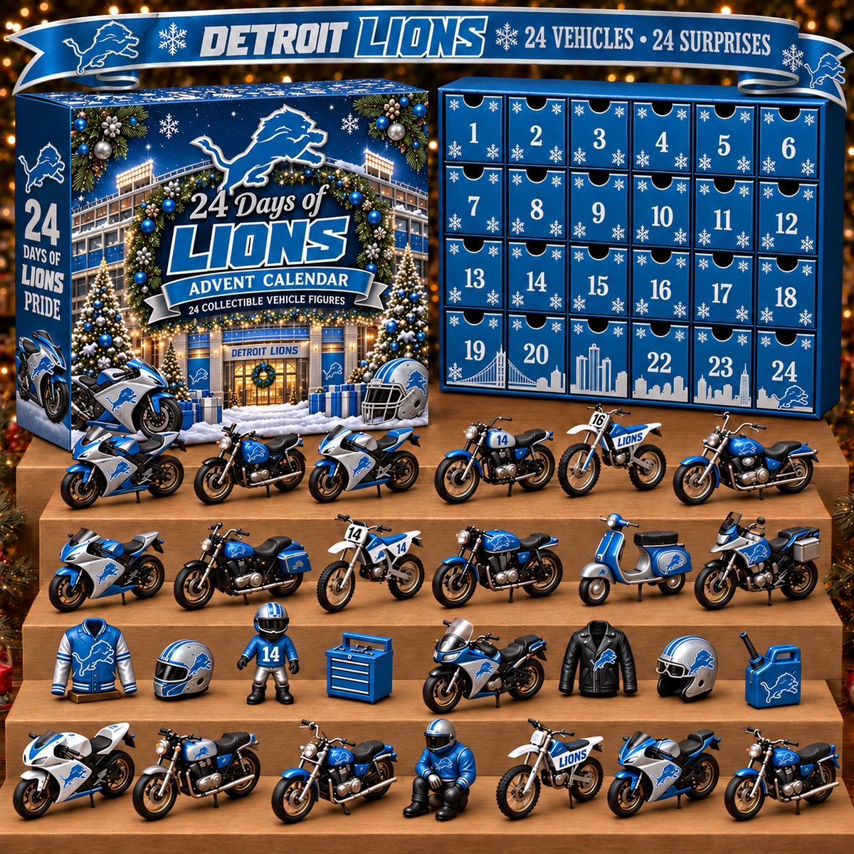 DL x NFL Personalized 24 Days Of Motorcycles Advent Calendar Blink Box