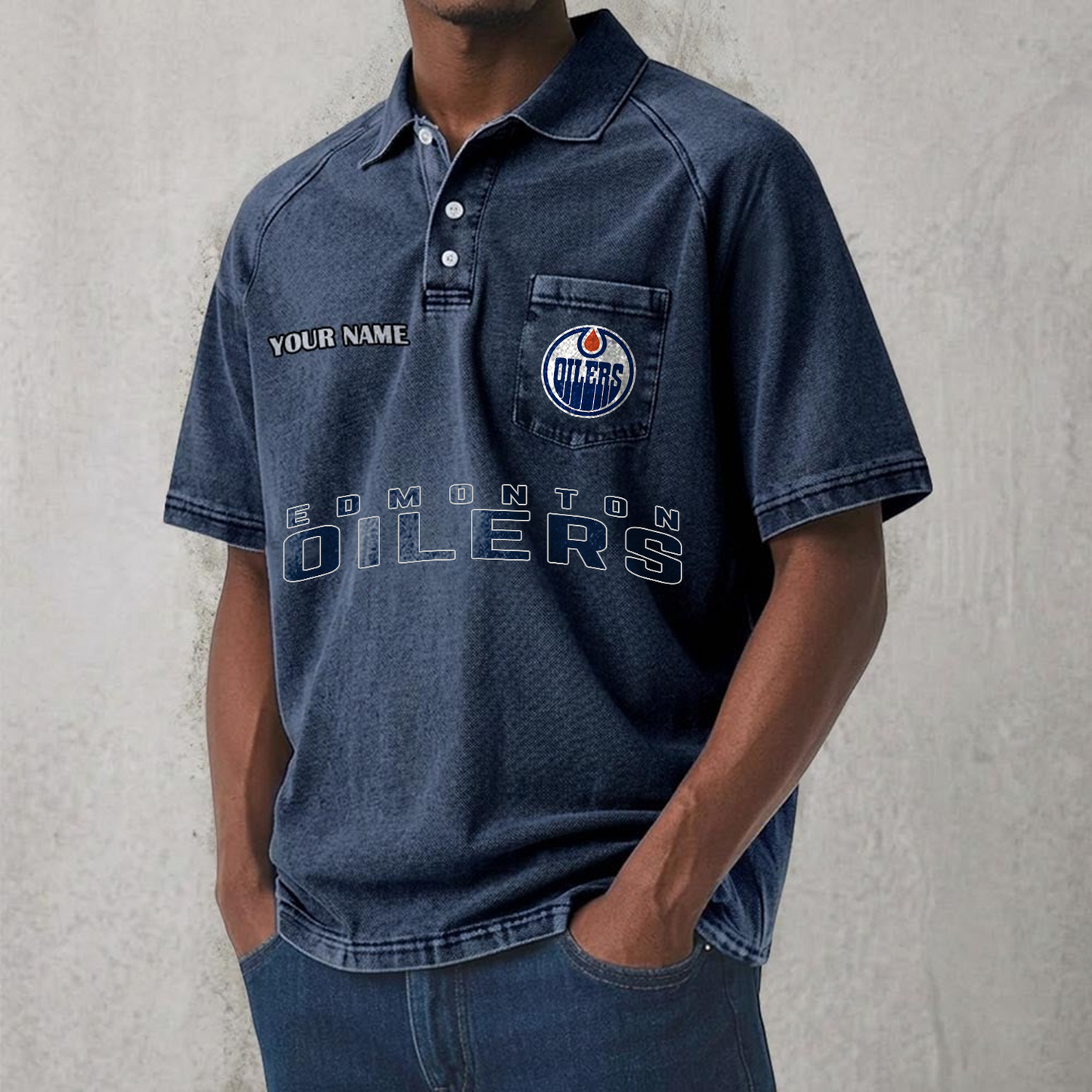 EDM x NHL Men's Distressed Turn-Down Collar Polo DATND TANTD 250526