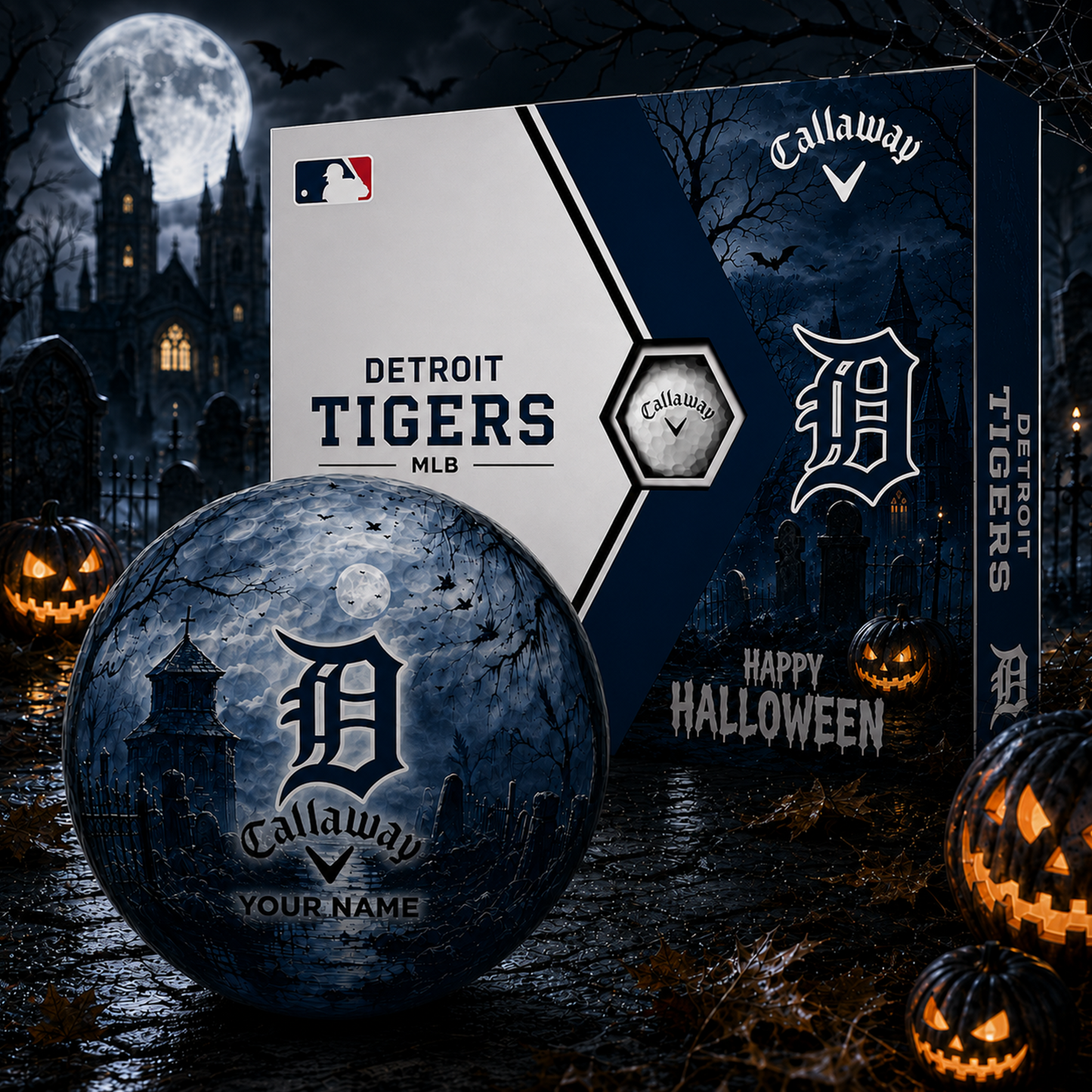 Exclusive MLB x DET Halloween V1 Personalized Name Golf Ball