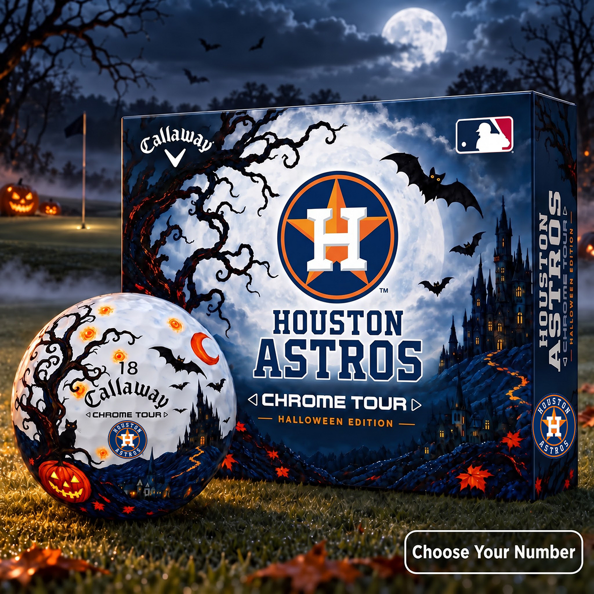 Exclusive MLB x HOU Halloween Edition Personalized Golf Ball